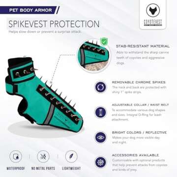 CoyoteVest SpikeVest - Reflective Dog Safety Vest with Spikes