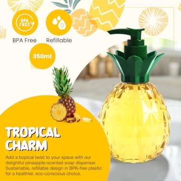 Simple Pleasures Pineapple Soap Dispenser – Cute Hand and Dish Soap Dispenser for Kitchen and Bathroom Décor – Cool Liquid Soap Dispenser for Handwashing and Cleaning