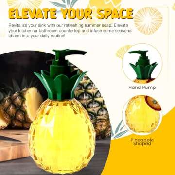 Simple Pleasures Pineapple Soap Dispenser – Cute Hand and Dish Soap Dispenser for Kitchen and Bathroom Décor – Cool Liquid Soap Dispenser for Handwashing and Cleaning