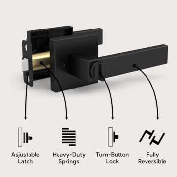 Mega Handles - ROBELL Privacy Door Handle with Lock - Door Handle for Bedrooms & Bathroom, Interior ...