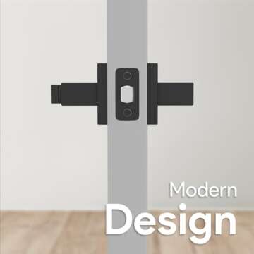 Mega Handles - ROBELL Privacy Door Handle with Lock - Door Handle for Bedrooms & Bathroom, Interior Door Lever - Modern Door Locks for Bedrooms, Door Lever with Handle Lock in Matte Black - 1 Pack