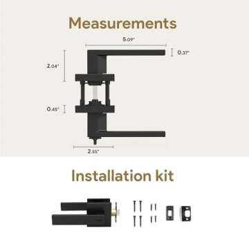 Mega Handles - ROBELL Privacy Door Handle with Lock - Door Handle for Bedrooms & Bathroom, Interior Door Lever - Modern Door Locks for Bedrooms, Door Lever with Handle Lock in Matte Black - 1 Pack