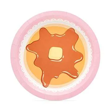 BLUE PANDA Pancake Paper Plates for Pajama Party, Birthday Brunch Decorations (7 In, 48 Pack)