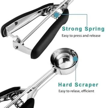 HOMURE H Small Cookie Scoop 1 Tbsp, Size #60 Cookie Dough Scoop, 1 Tableapoon Cookie Scoop for Baking, 18/8 Stainless Steel, Comfortable Grip, for Making Cookie, Melon Ball, Meatball