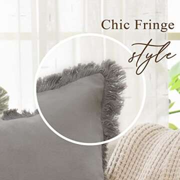 ZWJD Chic Cotton Pillow Covers 18x18 Set of 2 with Fringe