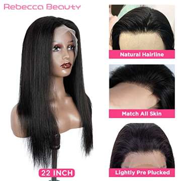 Rebecca Beauty Straight Lace Front Wig Human Hair, 13X4 Lace Frontal Wig Pre Plucked with Baby Hair,...
