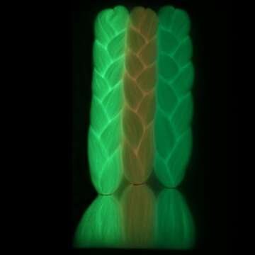Glow in the Dark Colorful Jumbo Braiding Hair Extensions for Rainbow Braids 24inch 3pcs (White/Pink/Green)
