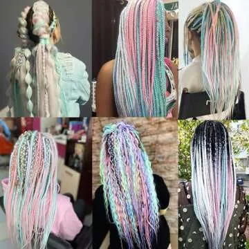 Glow in the Dark Colorful Jumbo Braiding Hair Extensions for Rainbow Braids 24inch 3pcs (White/Pink/Green)