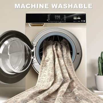 Micgeek Washable 9x12 Area Rugs for Living Room - Vintage Distressed Retro Neutral Farmhouse Thin Soft Large Rug Indoor Floor No Slip Rug Carpet for Bedroom Dining Room Decor - Brown