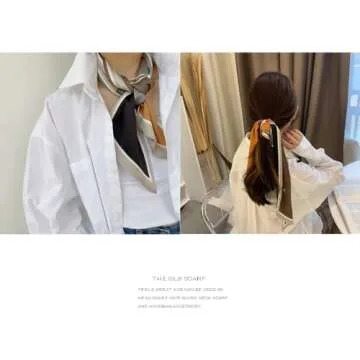 Hair Scarf for Women Fashion Silky Satin Headscarf Wrap Breathable Lightweight Neck Scarves For Handbag 5.12 x 59 inch 37