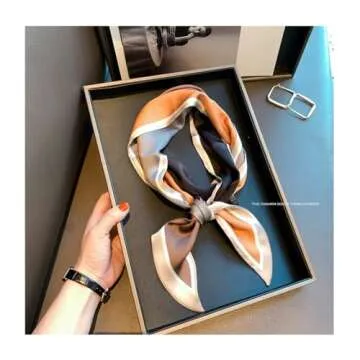 Hair Scarf for Women Fashion Silky Satin Headscarf Wrap Breathable Lightweight Neck Scarves For Handbag 5.12 x 59 inch 37