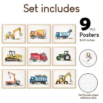 97 Decor Construction Room Decor For Boys - Toddler Boy Room Decor, Truck Wall Art For Kids Room, Ca...