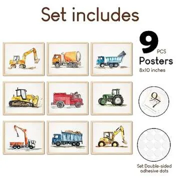 97 Decor Construction Room Decor For Boys - Toddler Boy Room Decor, Truck Wall Art For Kids Room, Ca...