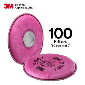 3M Particulate Filter 2097, P100 Respiratory Protection, with Nuisance Level Organic Vapor Relief (50 Pairs)