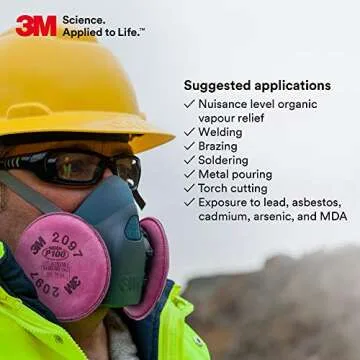 3M Particulate Filter 2097, P100 Respiratory Protection, with Nuisance Level Organic Vapor Relief (50 Pairs)