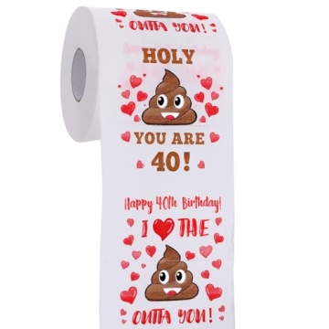 40th Birthday Gifts for Women, Men, Her, Him - Happy Prank Toilet Paper - 40th Birthday Decorations,...