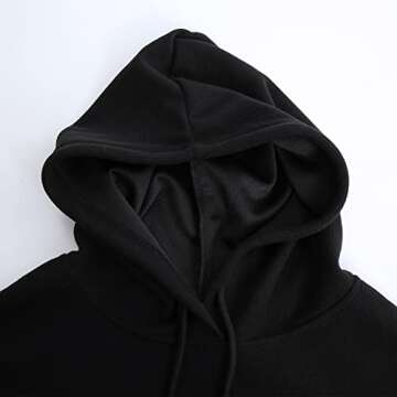 Amazhiyu Women’s Cropped Hoodie in Waffle Knit with Drawstring, Black, X-Large