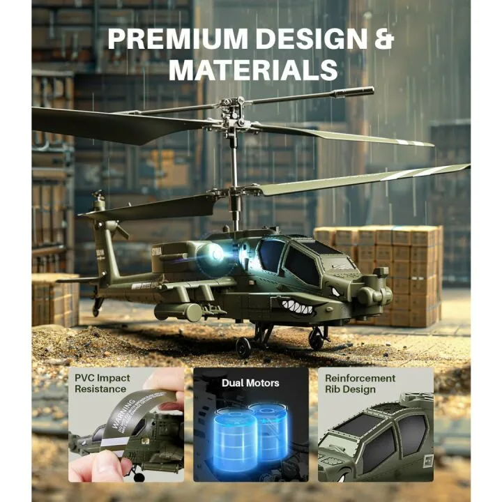 SYMA RC Military Helicopter with Easy Control & LED