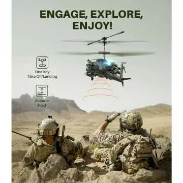 SYMA RC Military Helicopter with Easy Control & LED