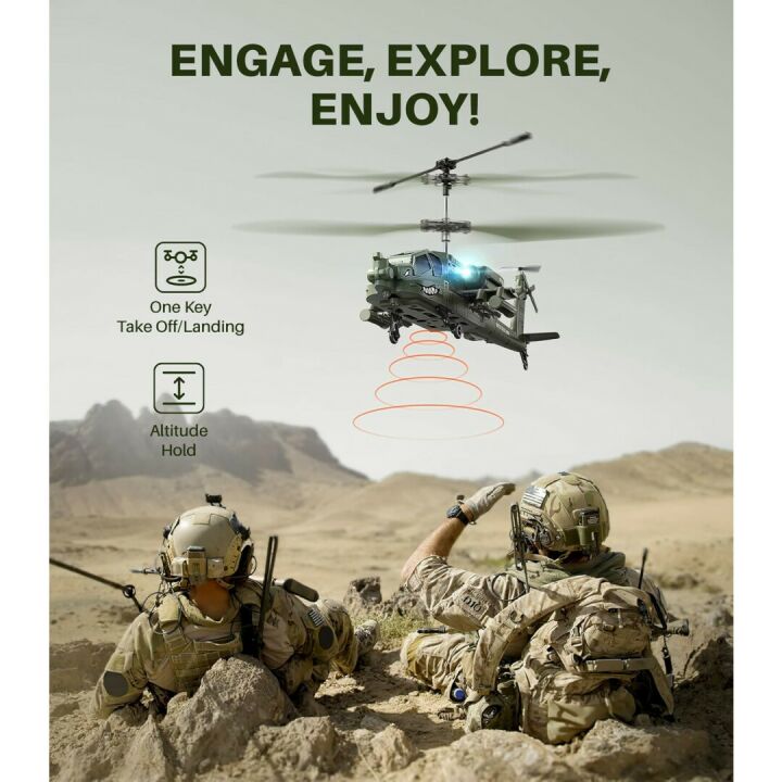 SYMA RC Military Helicopter with Easy Control & LED