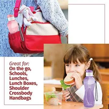 MILTON Water Bottle Kids Reusable Leakproof 17 Oz 4-Pack Plastic Wide Mouth Large Big Drink Bottle BPA & Leak Free with Handle Strap Carrier for Cycling Camping Hiking Gym Yoga - Bright Colors