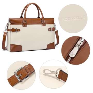 BOSTANTEN Womens Briefcase Leather Laptop Bag for Women 15.6 inch Computer Bag Messenger Business Work Tote