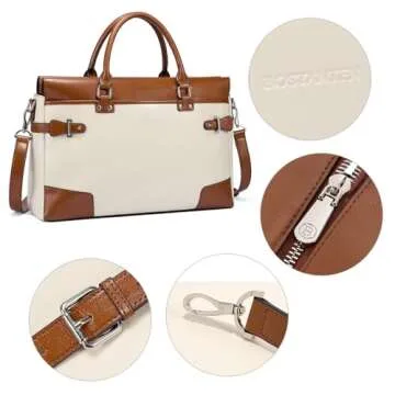 BOSTANTEN Womens Briefcase Leather Laptop Bag for Women 15.6 inch Computer Bag Messenger Business Work Tote
