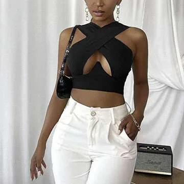 Stylish Cut Out Crisscross Wrap Crop Top for Women