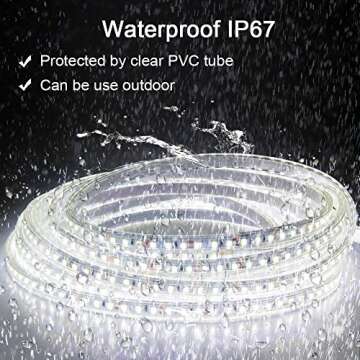 ALITOVE 24V LED Strip Lights Waterproof 32.8ft 1200 LEDs 2835 SMD Cool White 6000K Ultra Bright Outdoor LED Flexible Ribbon for Kitchen Garden Under-Cabinet Backyard(No Power Supply & Adhesive)