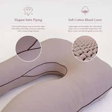 Pharmedoc Pregnancy Pillows, U-Shape Full Body Pillow -Removable Jersey Cotton Cover - Mocha - Pregnancy Pillows for Sleeping - Body Pillows for Adults, Maternity Pillow and Pregnancy Must Haves