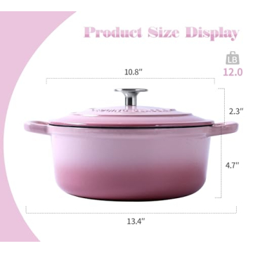 5.5 Quart Enamel Dutch Oven for Bread Baking - Pink