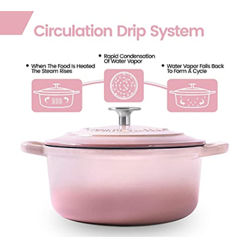 5.5 Quart Enamel Dutch Oven for Bread Baking - Pink