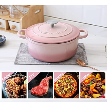 5.5 Quart Enamel Dutch Oven for Bread Baking - Pink