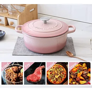 5.5 Quart Enamel Dutch Oven for Bread Baking - Pink