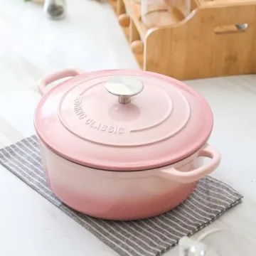 5.5 Quart Enamel Dutch Oven for Bread Baking - Pink