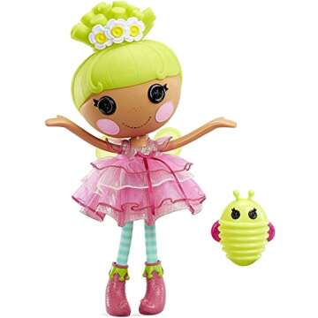 Lalaloopsy Doll- Pix E. Flutters & Pet Firefly, 13" Fairy Doll with Florescent Yellow Hair, Pink Out...