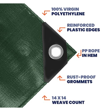 Tarpco Safety 14 Mil Heavy Duty Tarp - Waterproof & UV Resistant