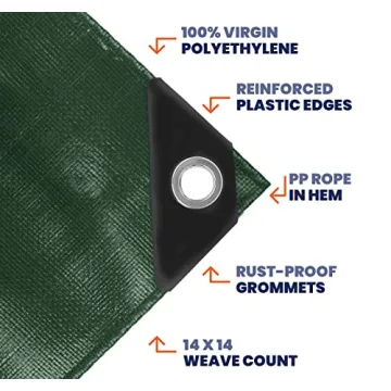 Tarpco Safety 14 Mil Heavy Duty Tarp - Waterproof & UV Resistant