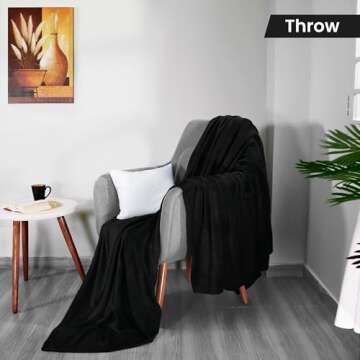 Utopia Bedding Fleece Blanket Throw Size Black 300 GSM Luxury Anti-Static Fuzzy Soft Microfiber Blan...