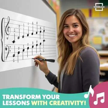 SCRIBBLEDO Large 45"x17" Dry Erase Magnet Music Staff Lined – Essential Music Classroom Supplies f...