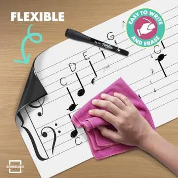 SCRIBBLEDO Large 45"x17" Dry Erase Magnet Music Staff Lined – Essential Music Classroom Supplies for Music Teacher Must Haves Perfect for Teaching Little Fingers to Play Music Staff Whiteboard Magnet
