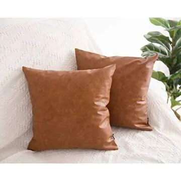 HOMFINER Faux Leather Throw Pillow Covers Set of 2