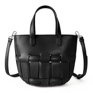 Trendy Woven Vegan Leather Bucket Bag for Women