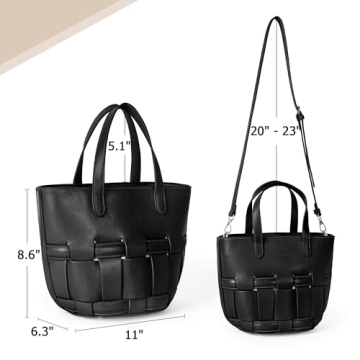 Trendy Woven Vegan Leather Bucket Bag for Women
