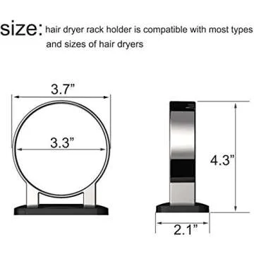 Hair Dryer Holder, Bathroom Hair Dryer Holder, Hair Care Tools Holder Wall Mount, Styling Tool Organizer for Hair Dryer - Extra Large Rim (Black, L 3.7”×W 2.1”×H 4.3”)