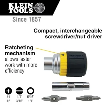 Klein Tools Stubby Ratcheting Screwdriver for Tight Spaces