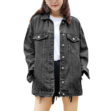 Omoone Women's Oversized Mid Long Denim Jacket - Fashion Must-Have for All Seasons