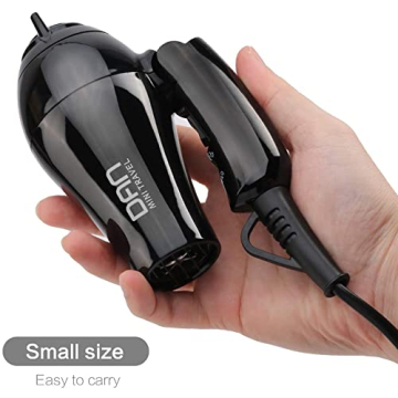 Compact Dual Voltage Travel Hair Dryer with Diffuser & Concentrator