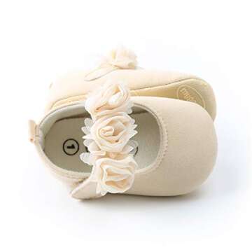 RVROVIC Baby Girl Moccasins Princess Sparkly Mary Jane Dresses Shoes Premium Lightweight Soft Sole Crib Shoes Toddler Shoes(6-12 Months Infant,B1-Beige)