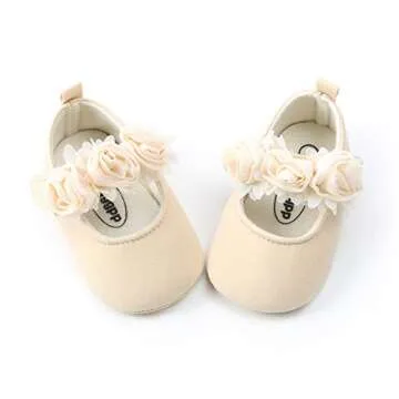 RVROVIC Baby Girl Moccasins Princess Sparkly Mary Jane Dresses Shoes Premium Lightweight Soft Sole Crib Shoes Toddler Shoes(6-12 Months Infant,B1-Beige)
